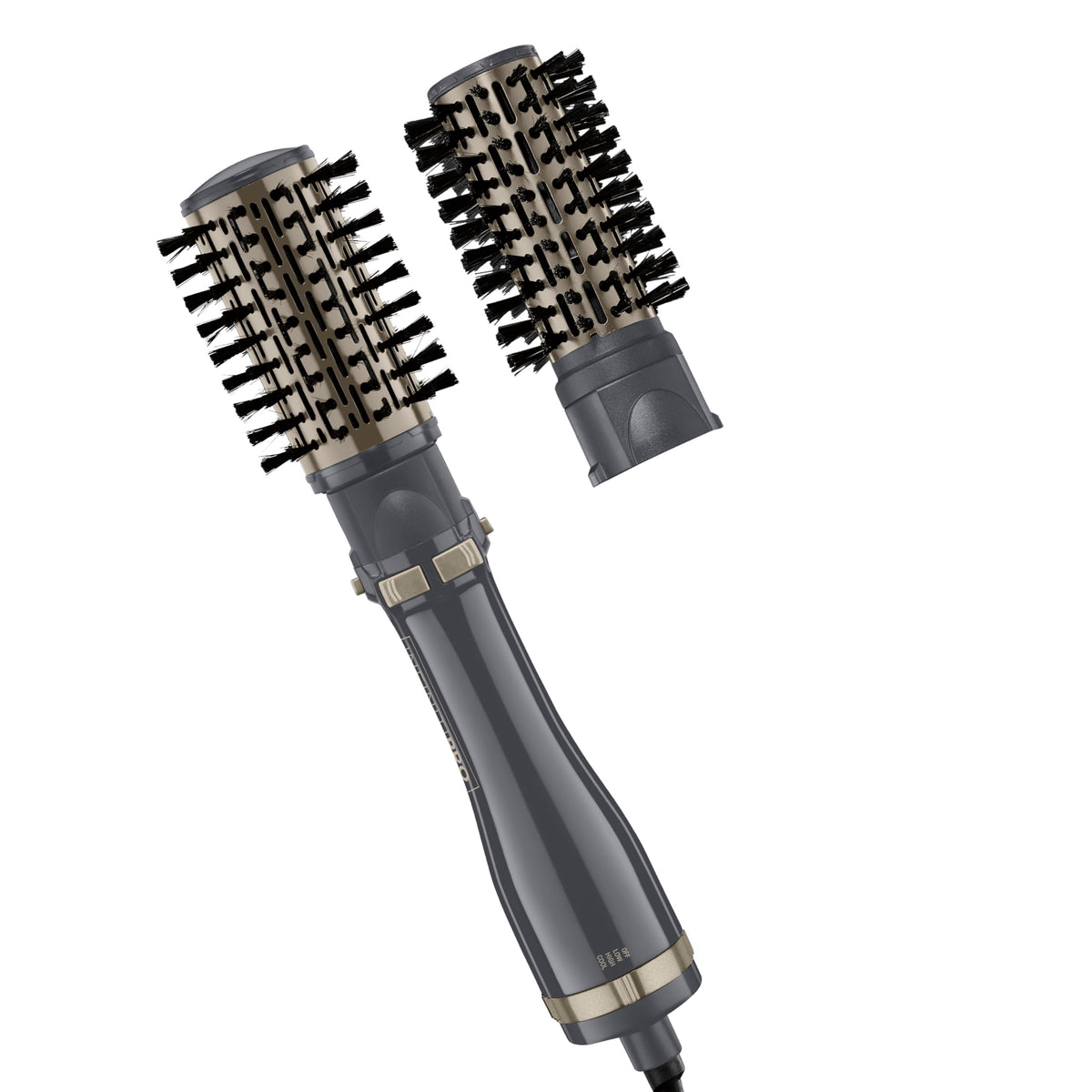 Conair InfinitiPro hot air styling brush with a 2-inch barrel for voluminous waves.