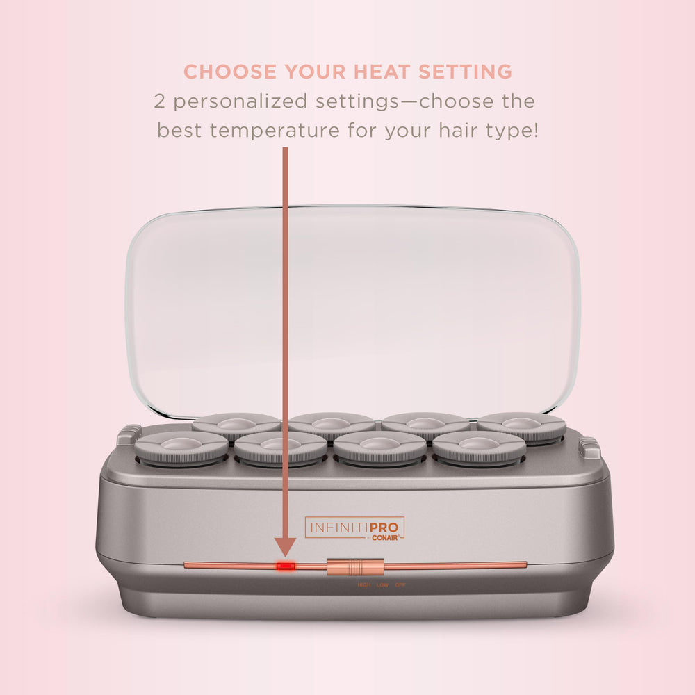 Eight jumbo 2-inch rollers arranged for voluminous curls and easy styling.