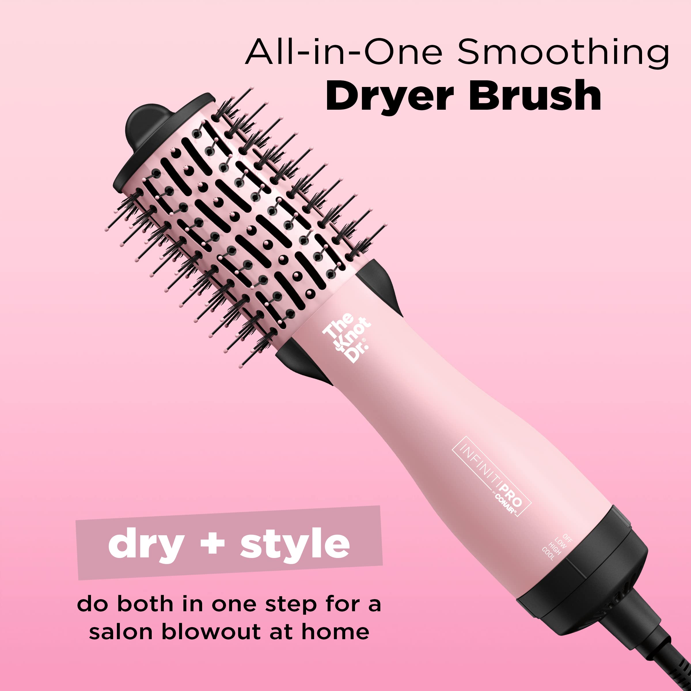 Conair Knot Dr. oval brush damp-hair styling in action for smooth detangling.