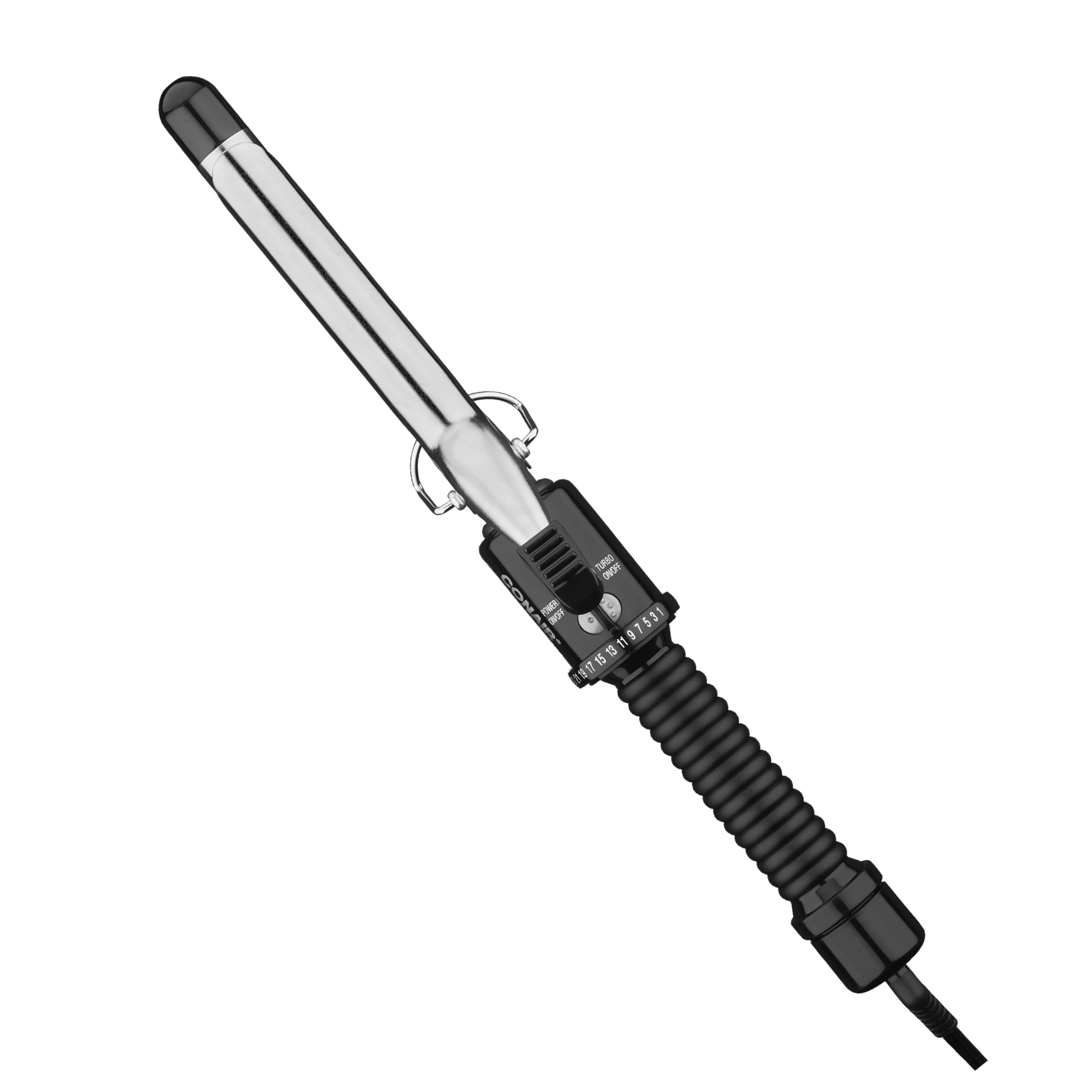 Conair Instant Heat curling iron barrel close-up for even heat and lasting curls
