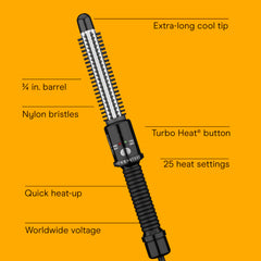 Conair Instant Heat Curling Iron Brush barrel close-up showing 3/4-inch barrel