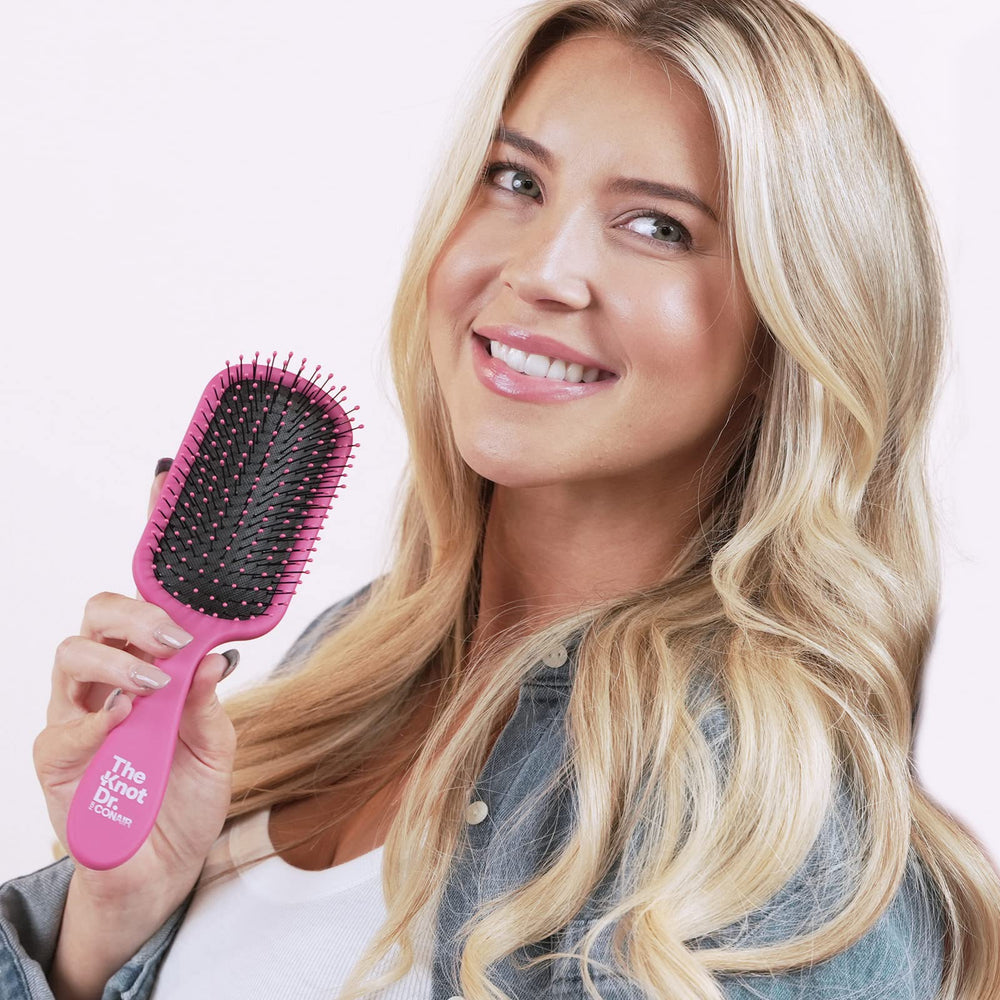 Conair Knot Dr. brush pink handle for comfortable styling and control