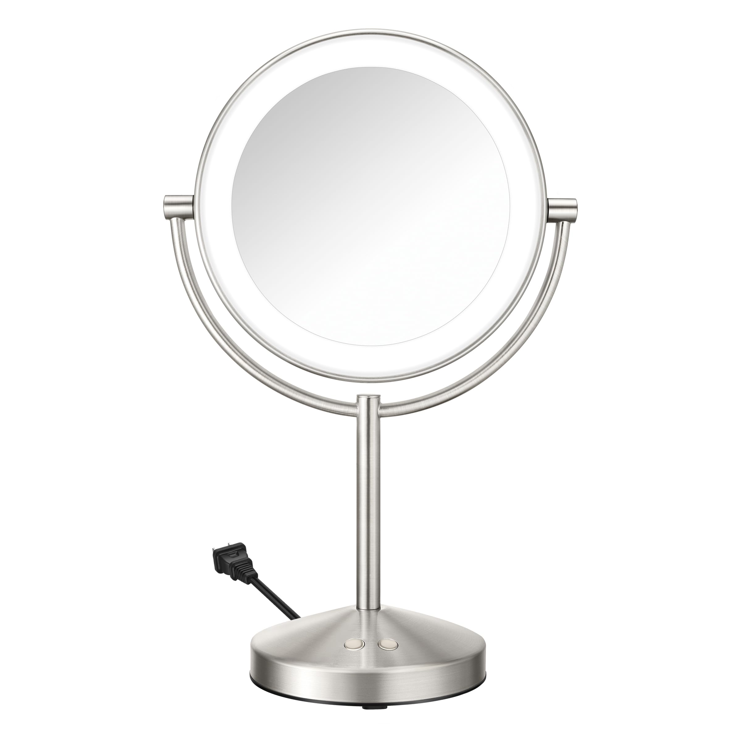 Conair lighted makeup mirror with 1X and 10X magnification for precise grooming.