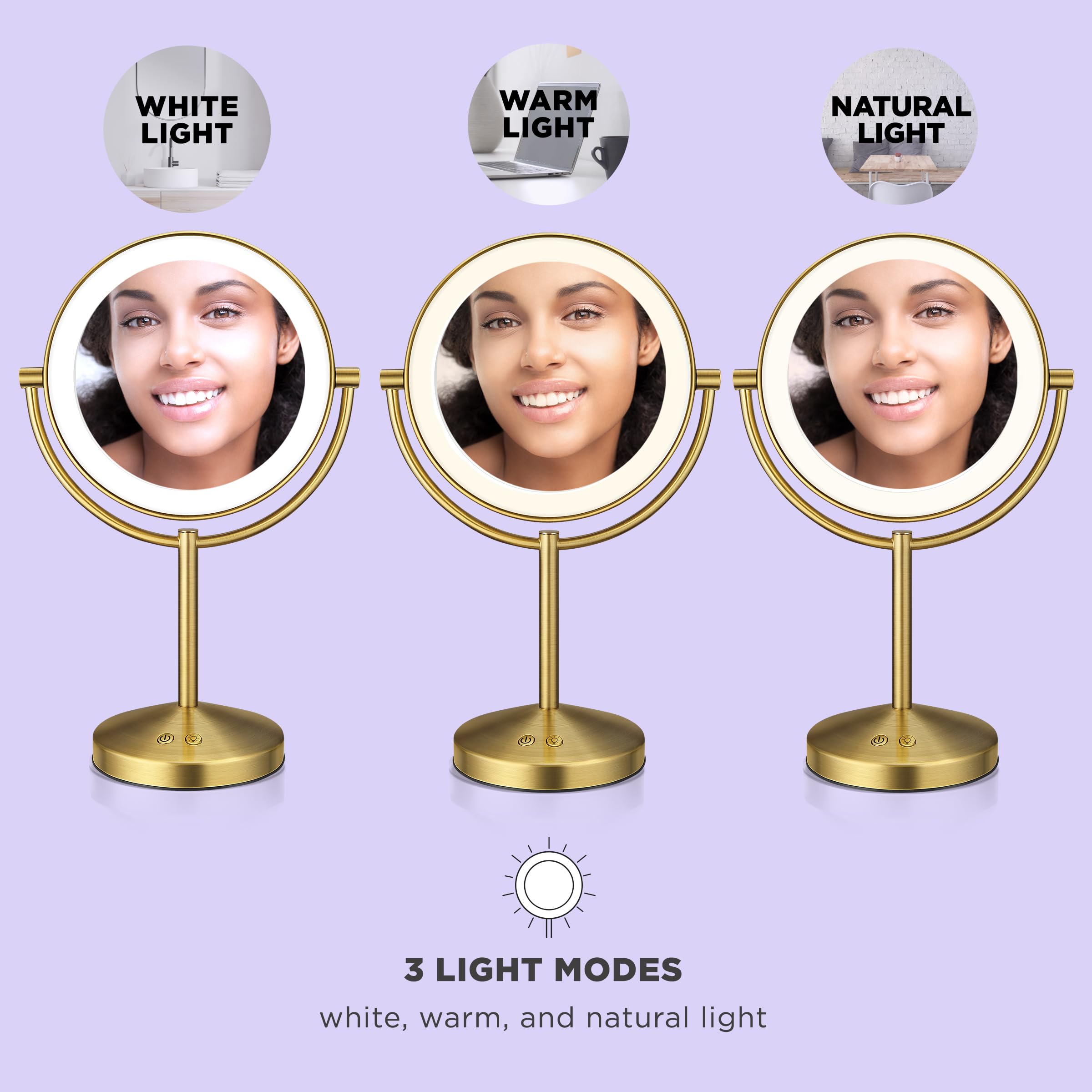 Conair Lighted Makeup Mirror 360-degree rotation aids easy angle adjustment.