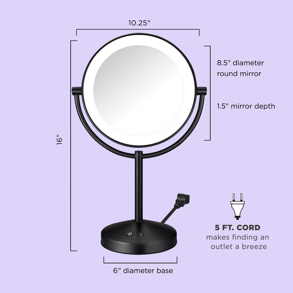Conair lighted mirror offers three light settings for different environments.