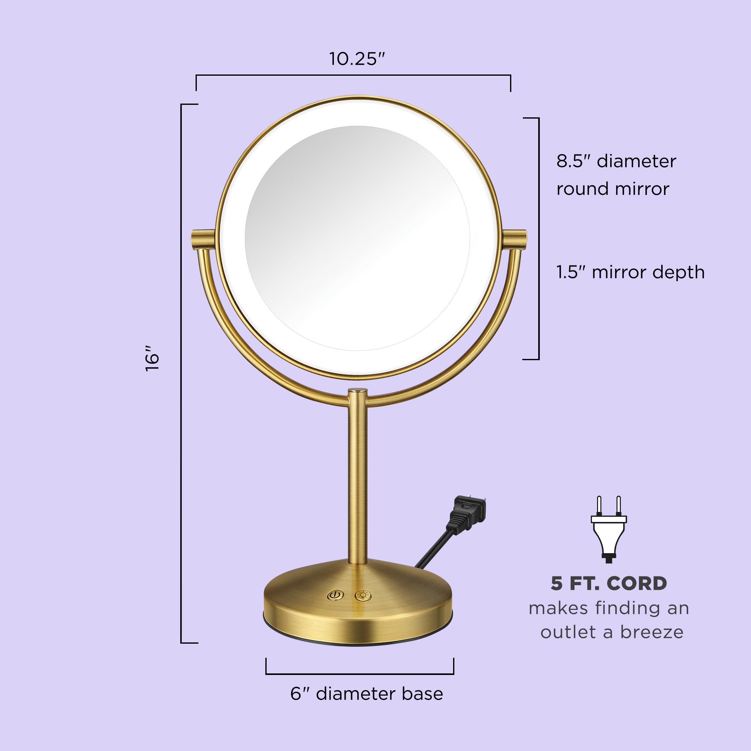 Conair Mirror's weighted base stays steady during grooming sessions.