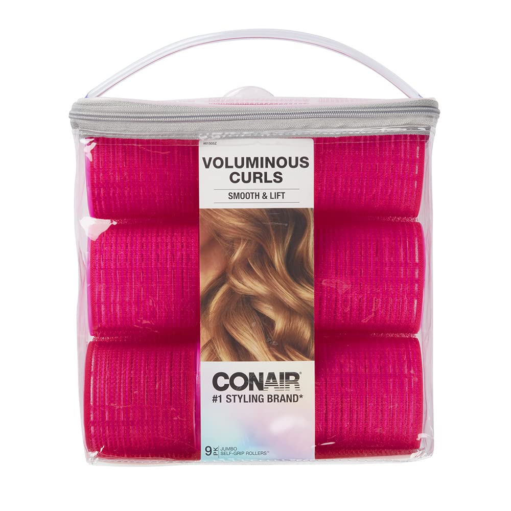 Conair heatless curls extra-large pink rollers for voluminous waves.