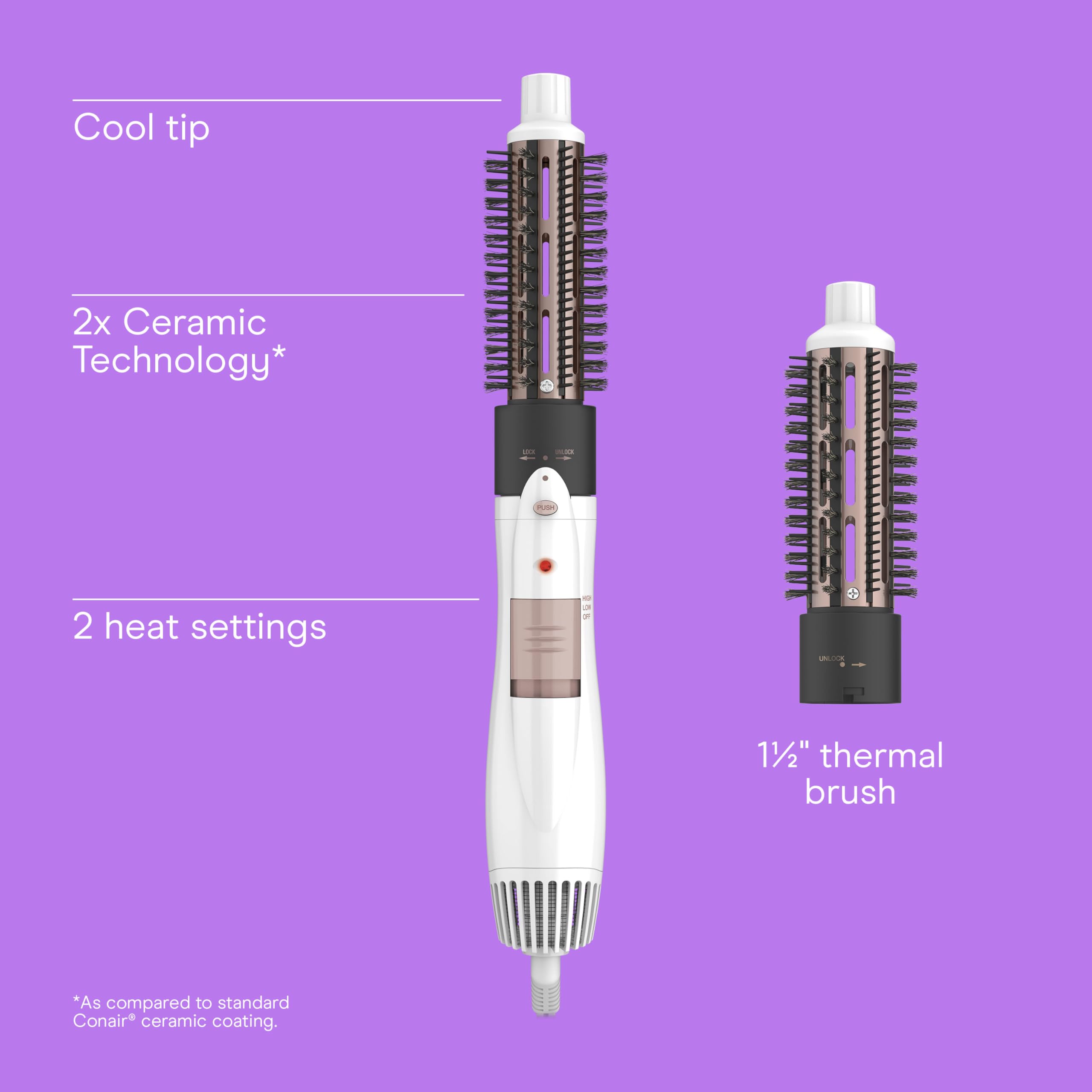 Conair one-quarter-inch thermal brush enables versatile curls and smooth straight looks