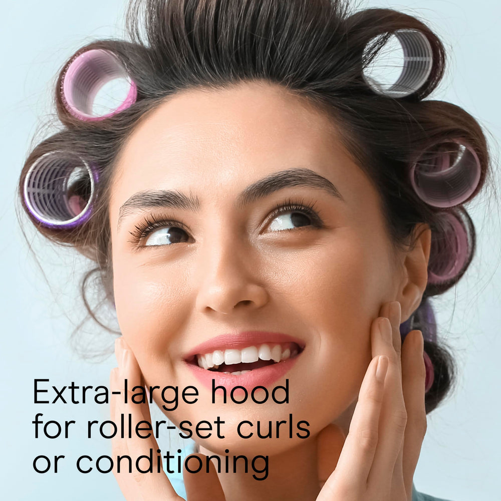 White Conair bonnet dryer complements any bathroom decor