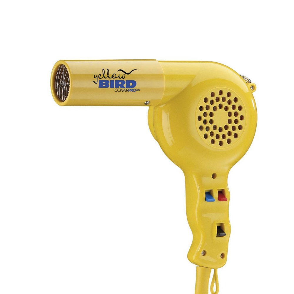 Conair Pro Yellow Bird Hair Dryer YB075W for fast drying and versatile styling.