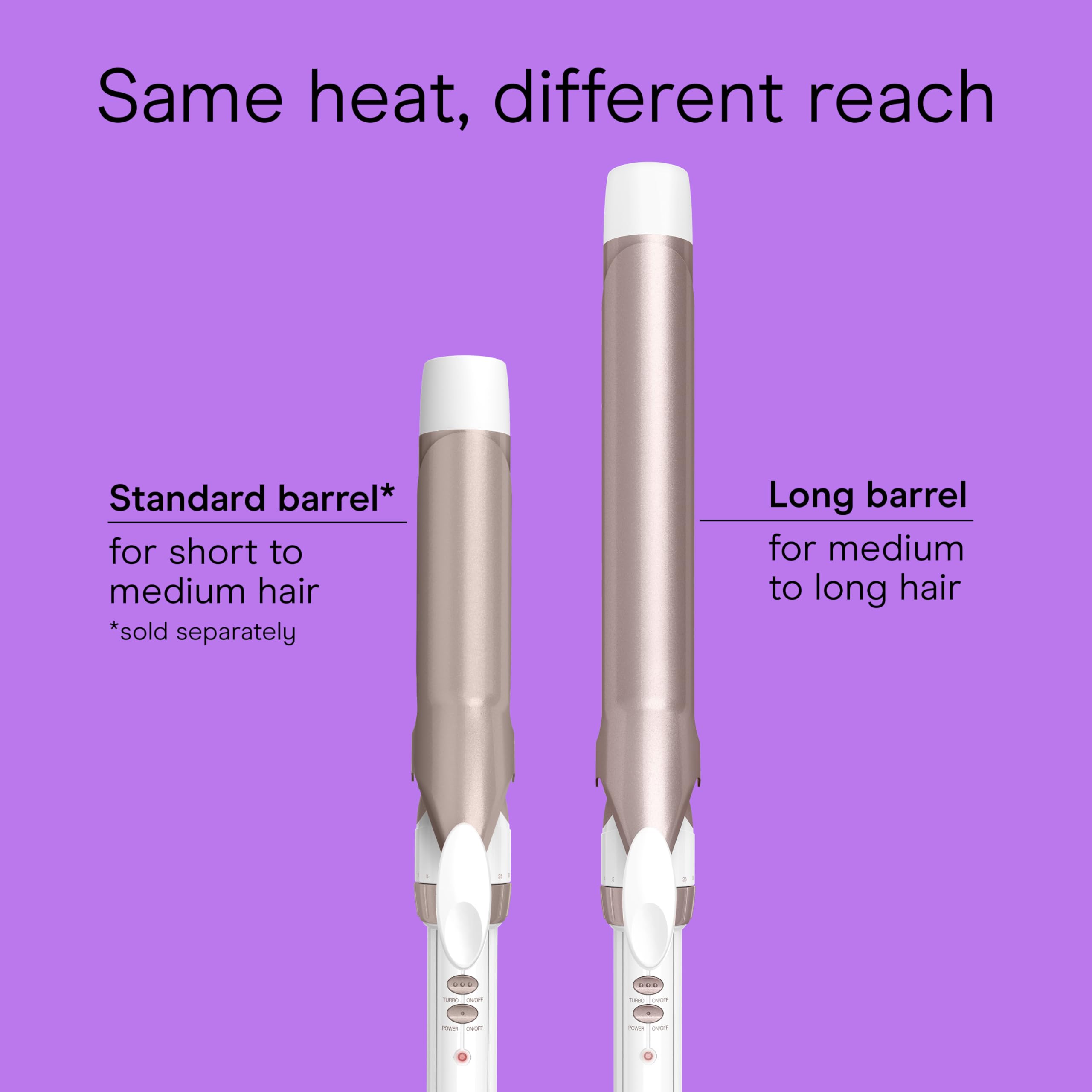 Conair rose-gold white curling iron with extra-long-barrel design enables soft, flexible curls.