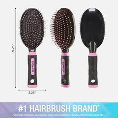 Conair Salon Results Hairbrush detangles wet and dry hair with a flexible cushion base.
