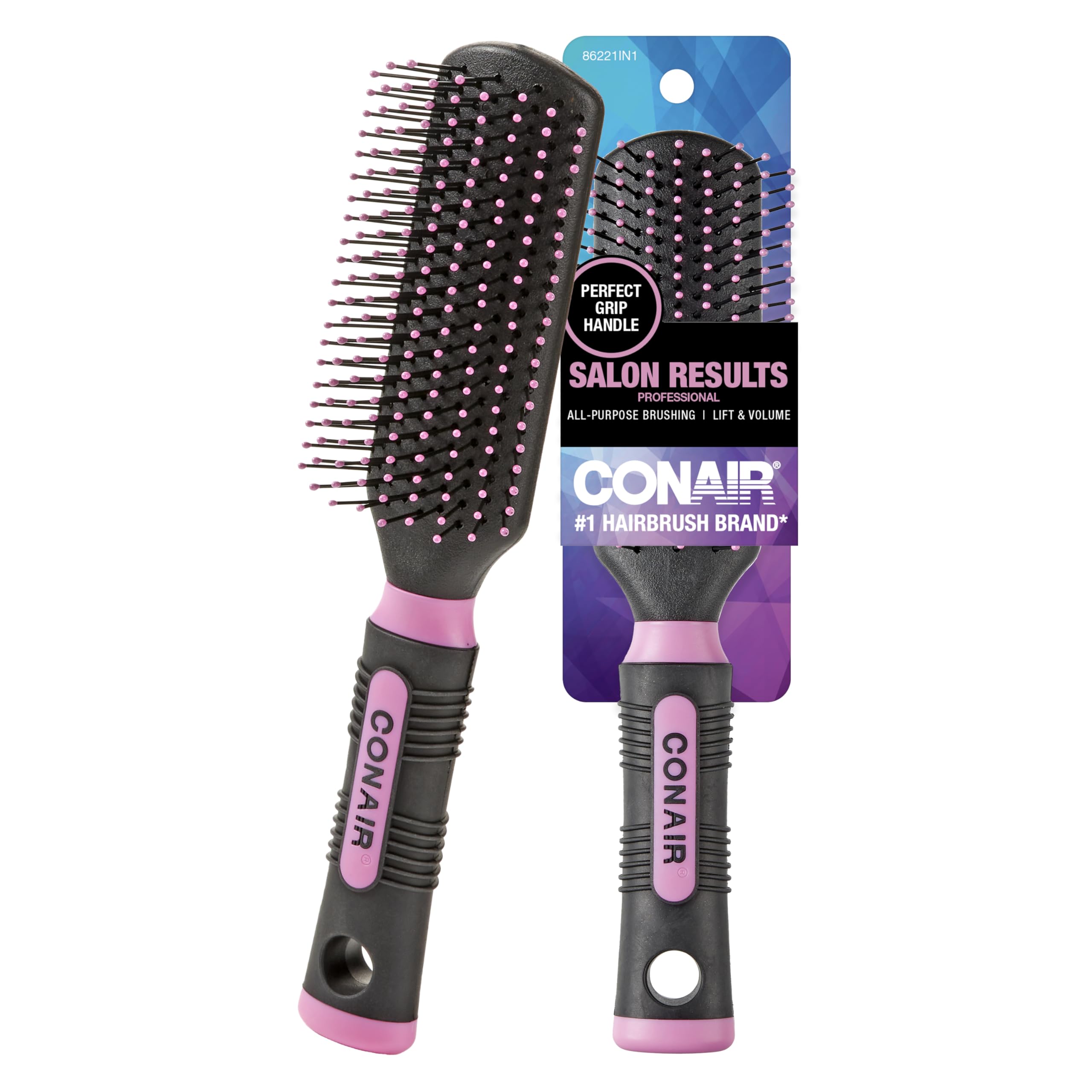 Conair Salon Results Hairbrush with nylon bristles for gentle detangling