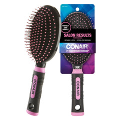Conair Salon Results Hairbrush with wire cushion detangles wet or dry hair smoothly.