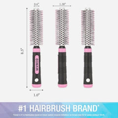 Conair Salon Results Metal Round Hairbrush features ball-tipped bristles to prevent snagging
