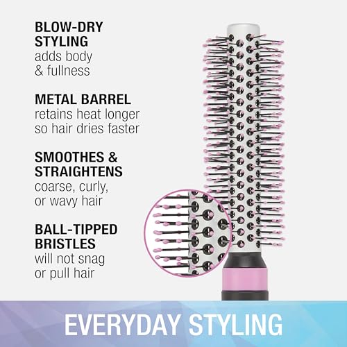 Conair Salon Results Metal Round Hairbrush with heat-retentive barrel speeds drying
