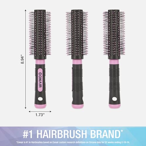 Soft ridged grip on Conair Salon Results Round Hairbrush for comfortable styling