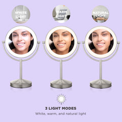 Conair satin nickel finish makeup mirror adds modern style to any vanity.