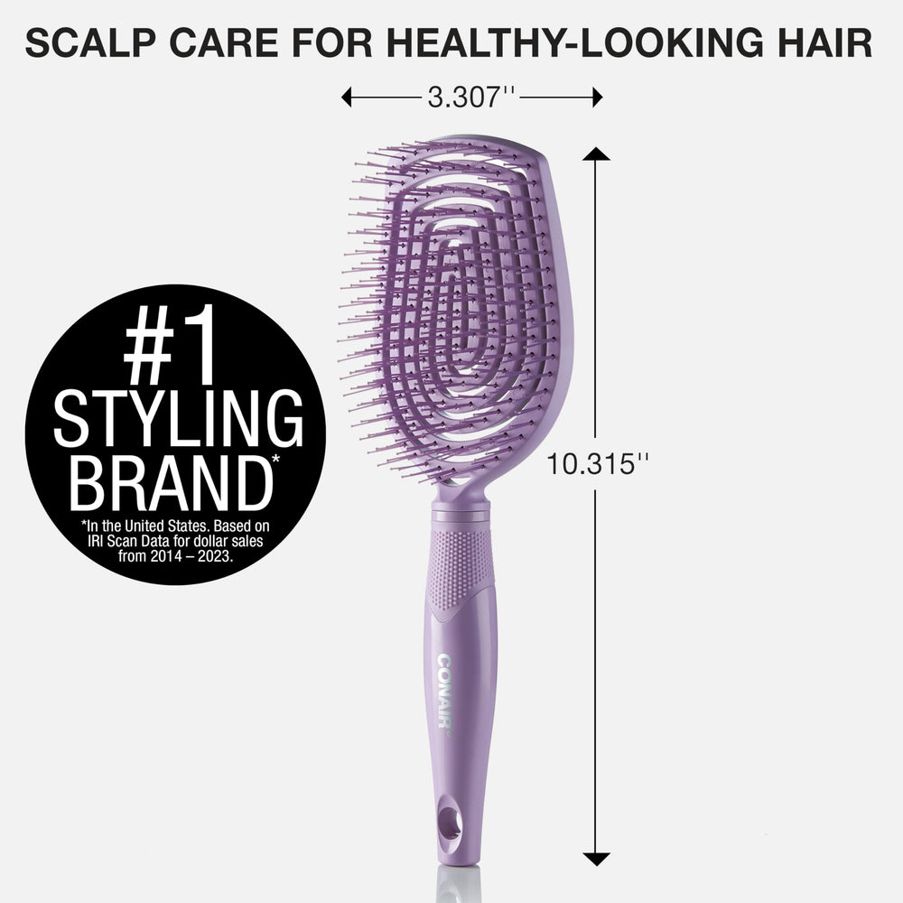 Conair Scalp Care brush with resilient bristles that stay intact during styling