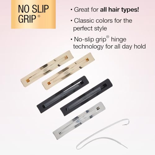 Conair Scunci barrettes antideslizante negro metálico para mechones controlados.