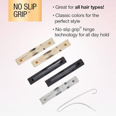 Conair Scunci barrettes antideslizante negro metálico para mechones controlados.