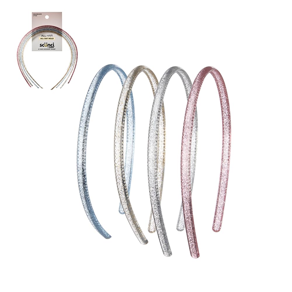 Conair Scunci Effortless Beauty Skinny headband in pink adds subtle sparkle for everyday looks.