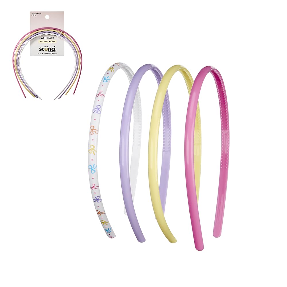 Conair Scunci skinny headband pink pastel for secure all-day hold and easy styling
