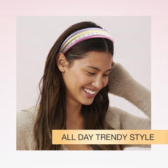 Conair Scunci Effortless Beauty Skinny headband in silver adds a glam touch to outfits.