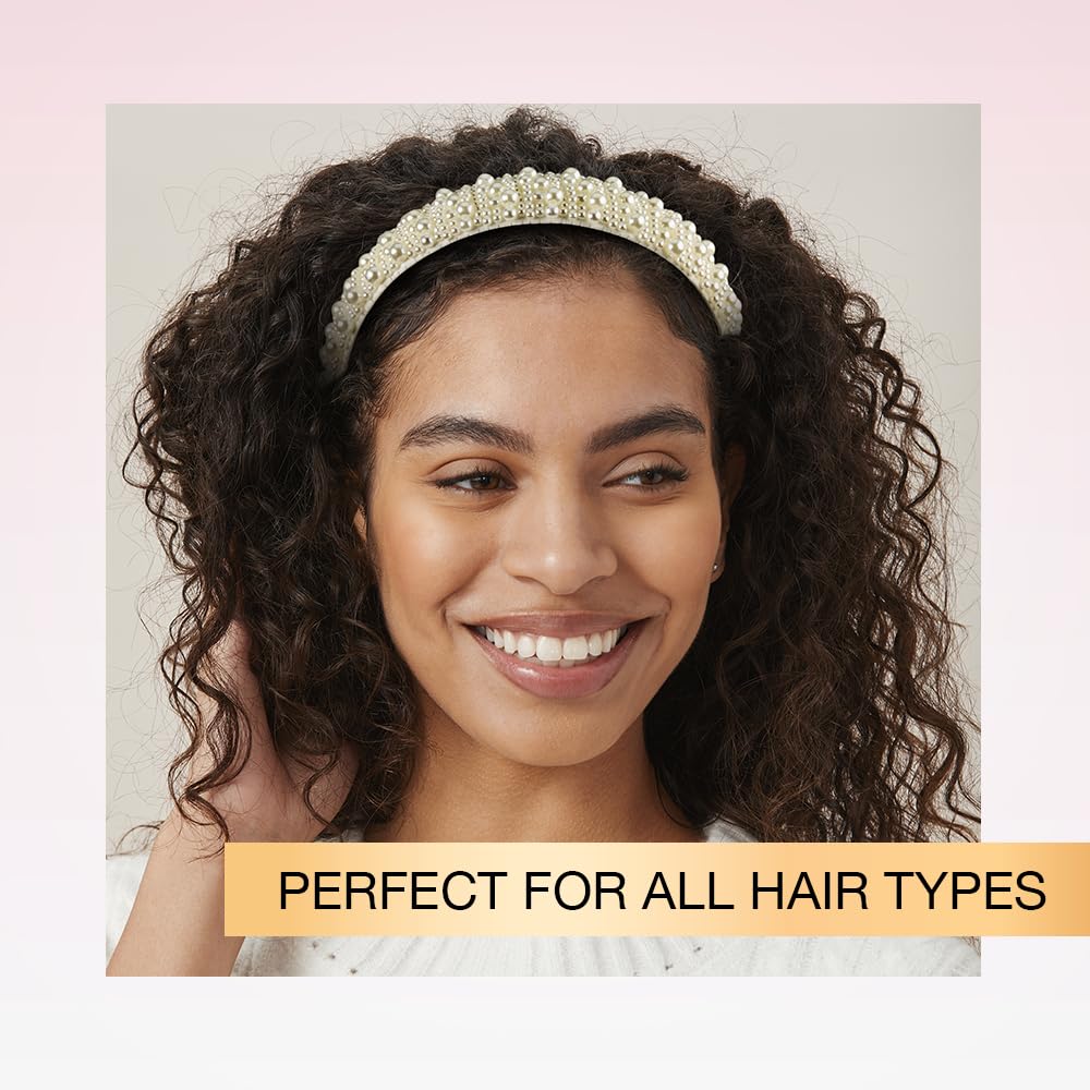 Conair Scunci pearl headband ivory beaded detail elevates casual styling.