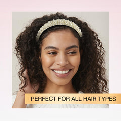 Conair Scunci pearl headband ivory beaded detail elevates casual styling.