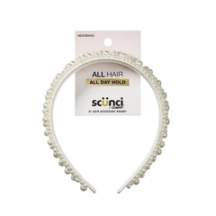Conair Scunci pearl headband ivory pearls for secure all day wear.