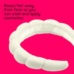 Conair soft terry cloth headband with no-pull design for comfortable wear