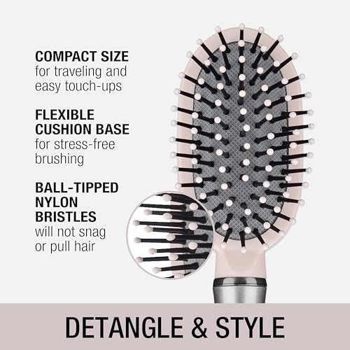 Close-up of the soft-touch handle on the Conair Velvet Touch Brush for comfortable styling.