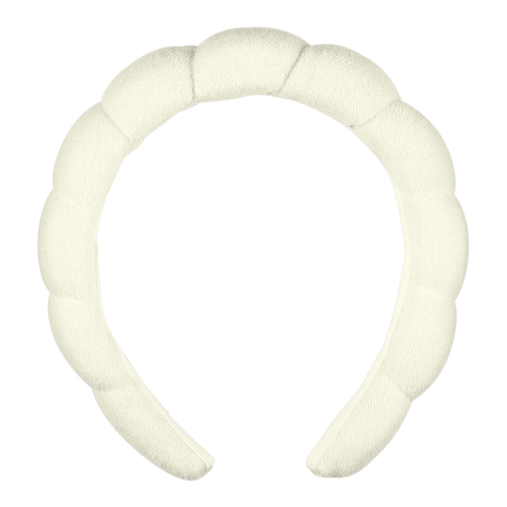 Conair spa headband with bubble design in ivory keeps hair away for easy skincare