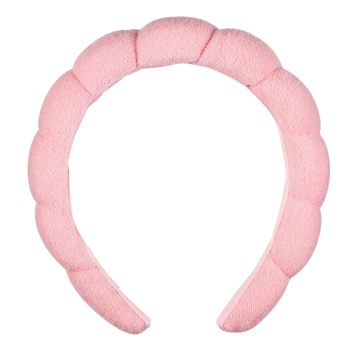 Conair Spa headband with pink bubble design for makeup and facial cleansing.