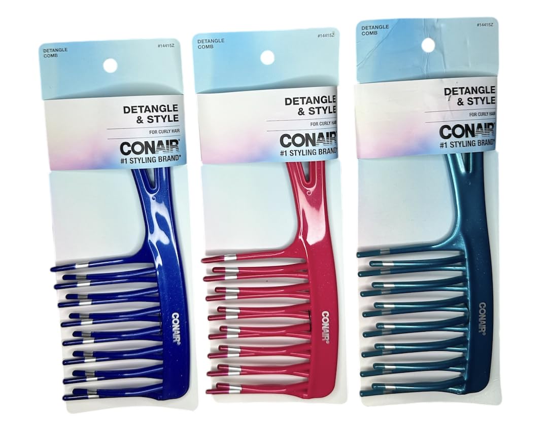 Conair Style and Detangle Comb wide-tooth close-up for detangling thick curly hair