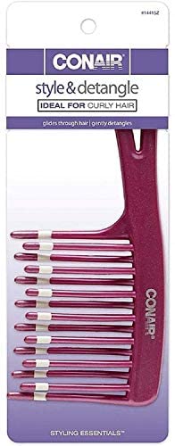 Ergonomic handle design on Conair detangling comb for comfortable grip