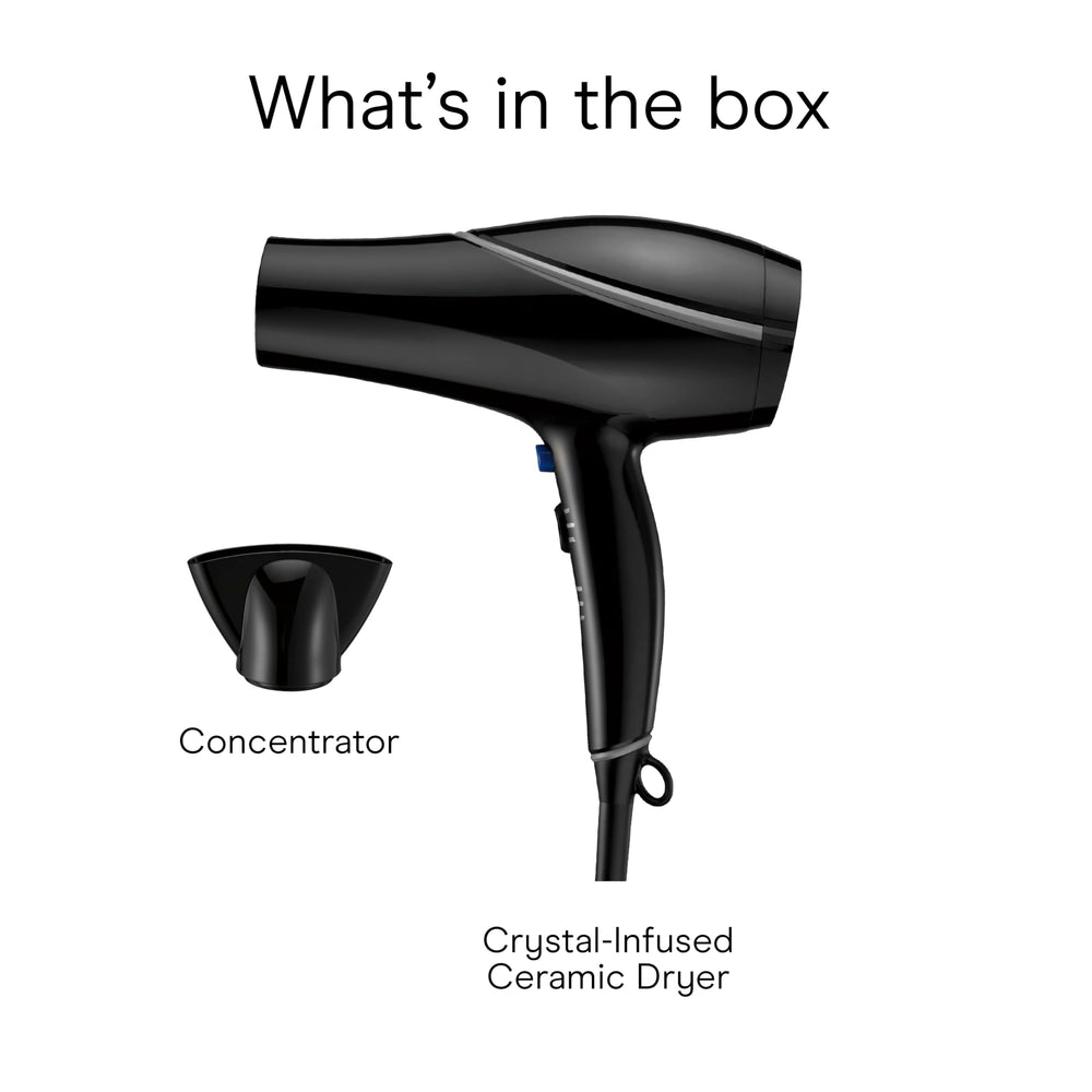 Conair Style and Shine black color shot fits any vanity setup.