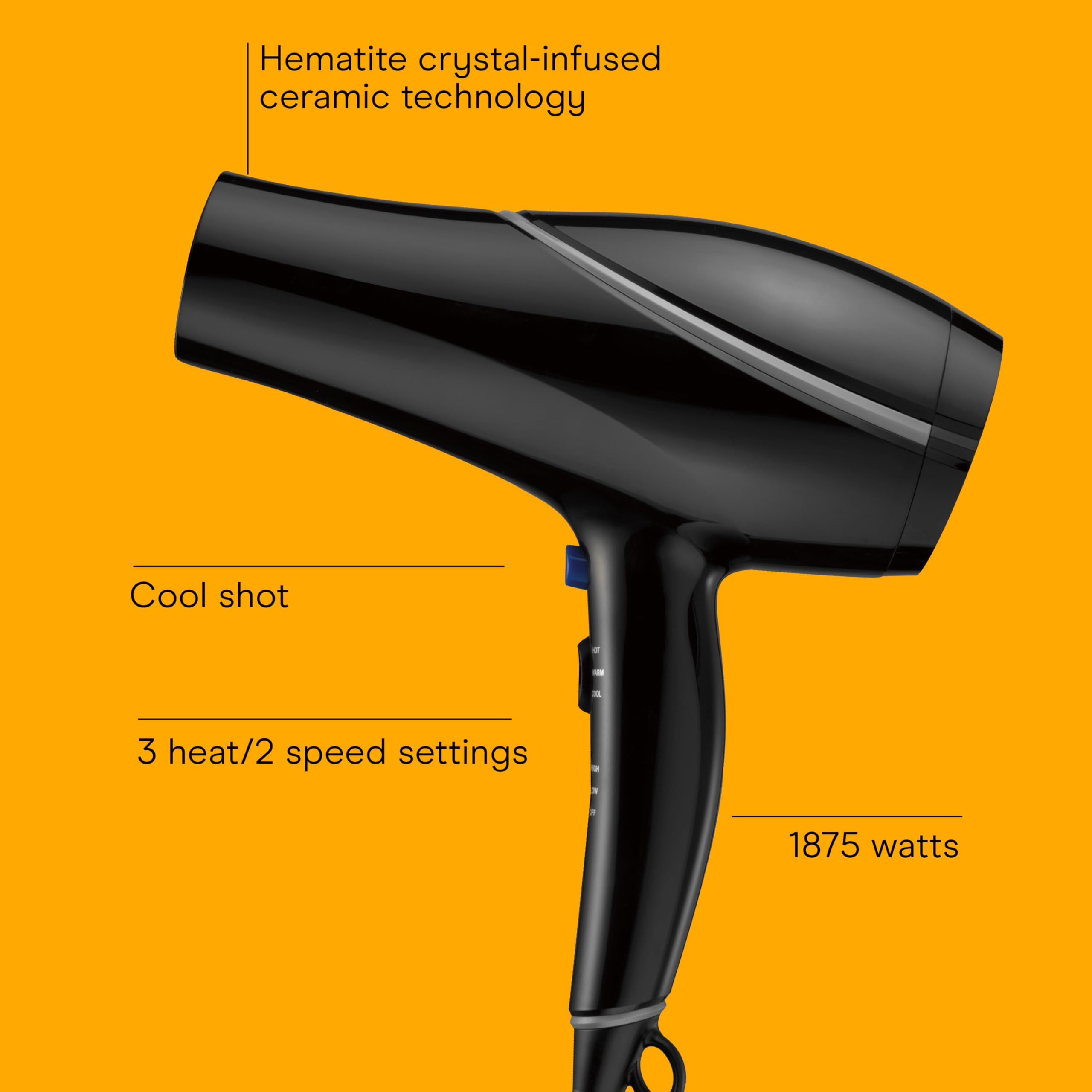 Conair Style and Shine in-hand grip highlights ergonomic comfort during styling.