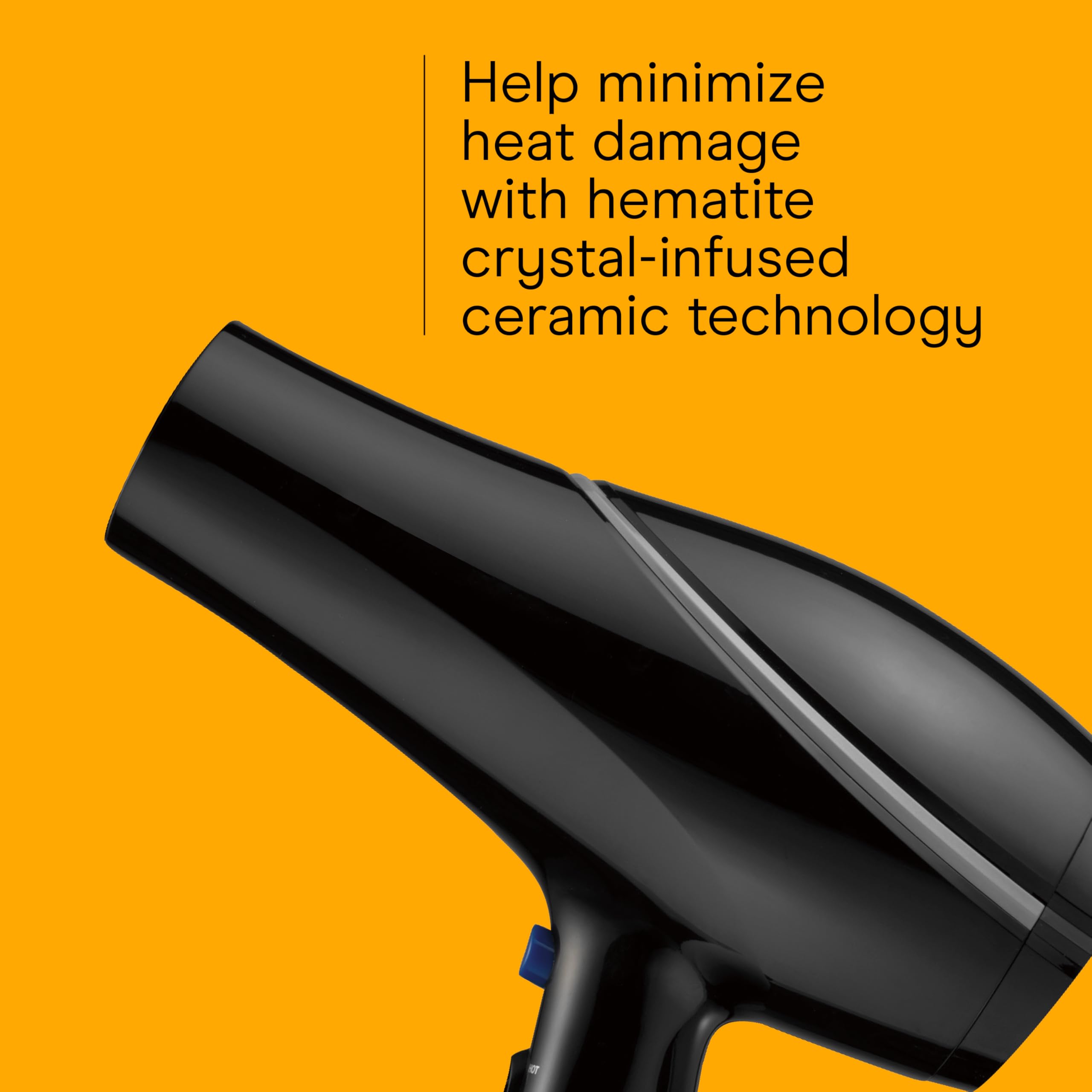 Conair Style and Shine ionic hematite-ceramic closeup shows smoother hair potential.