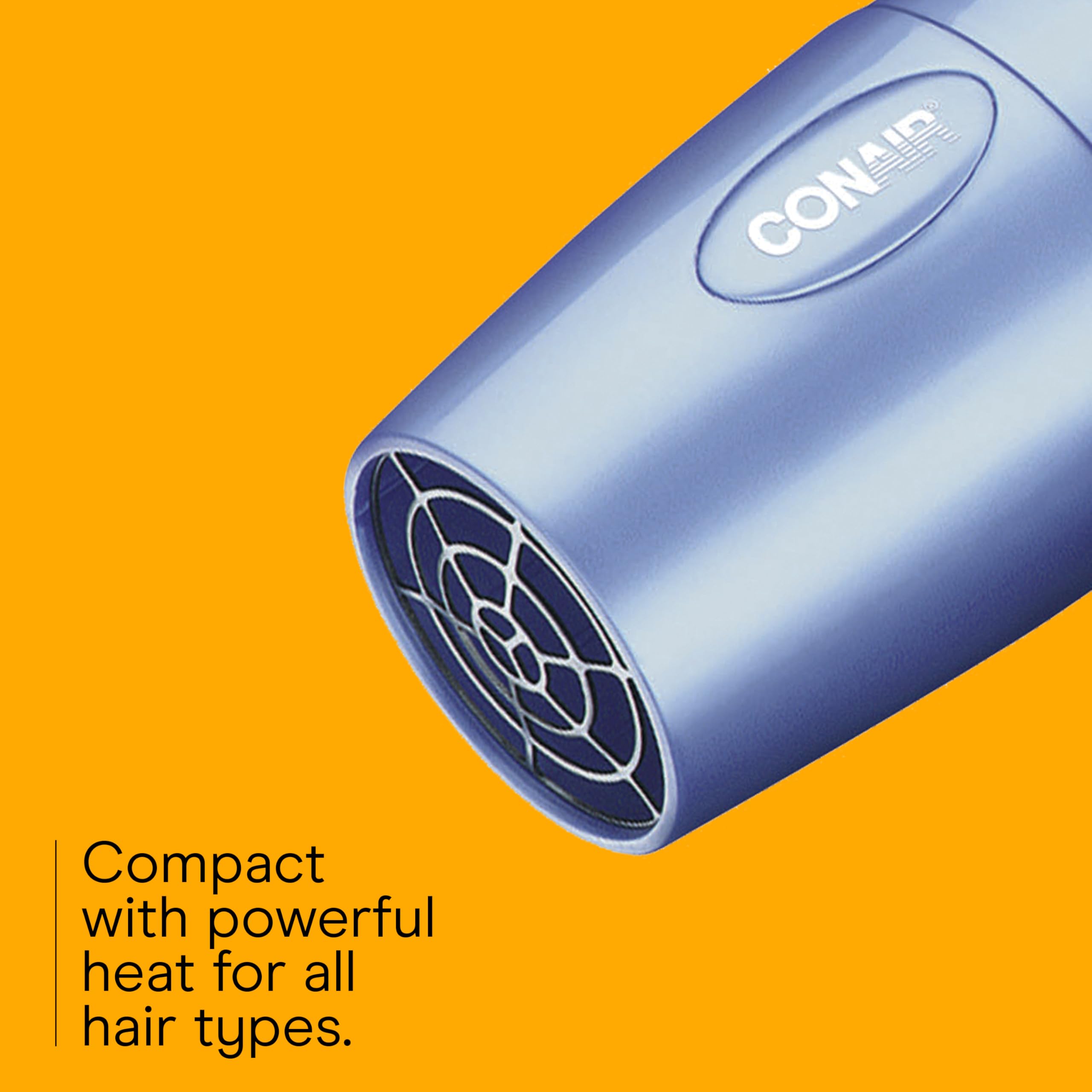 Conair travel hair dryer 1600W motor delivers quick frizz control.
