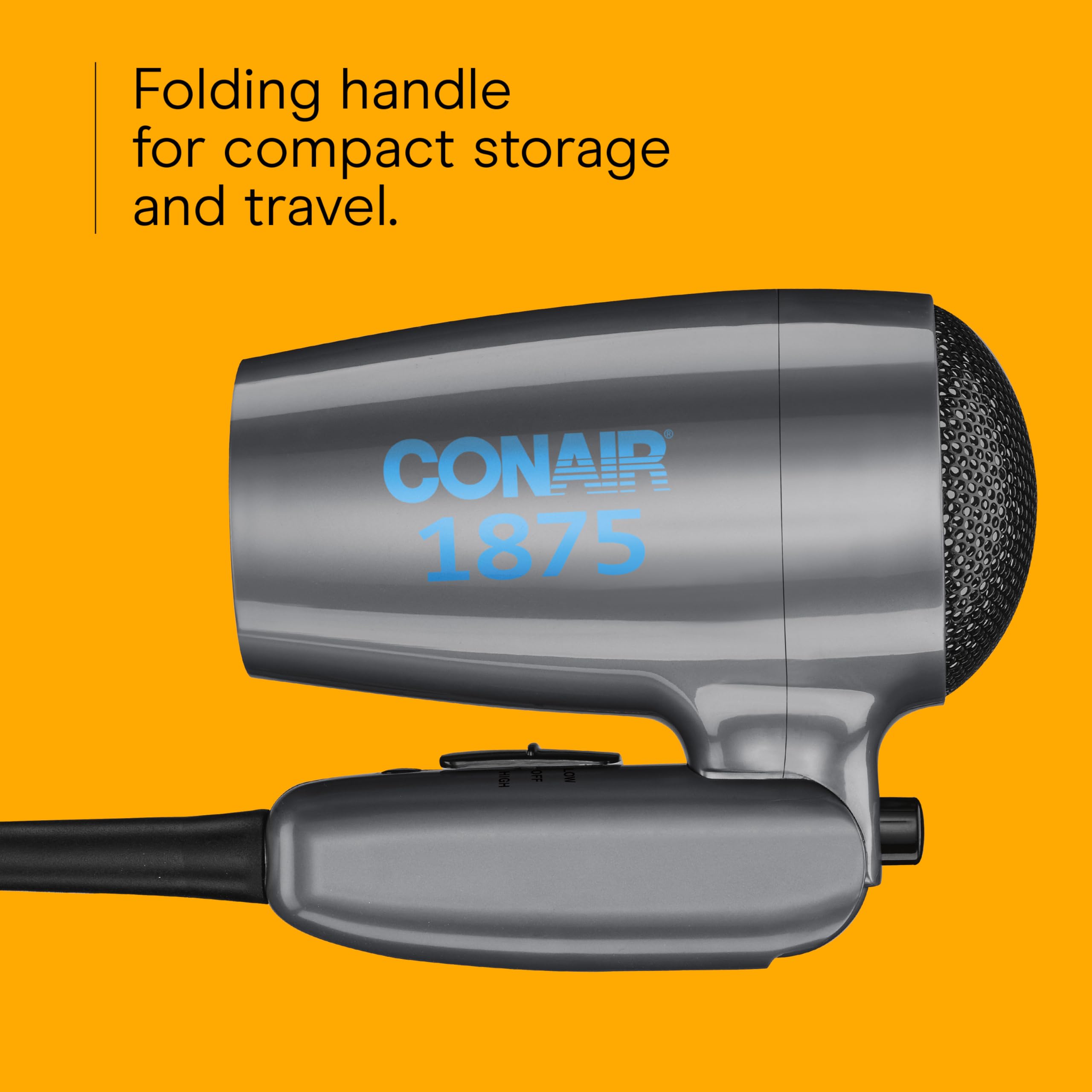Conair gray color adds sleek look for travel.