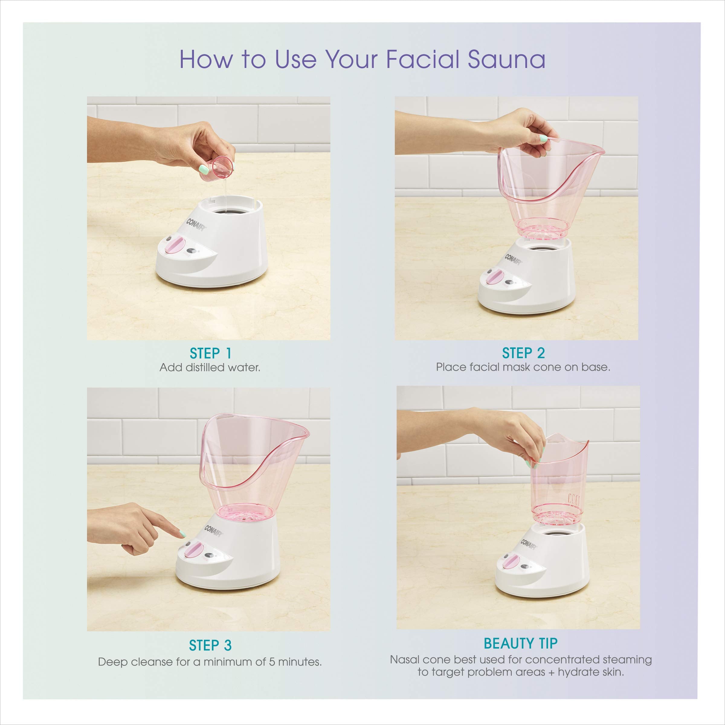Conair True Glow device with auto shutoff timer for safe, worry-free sessions.