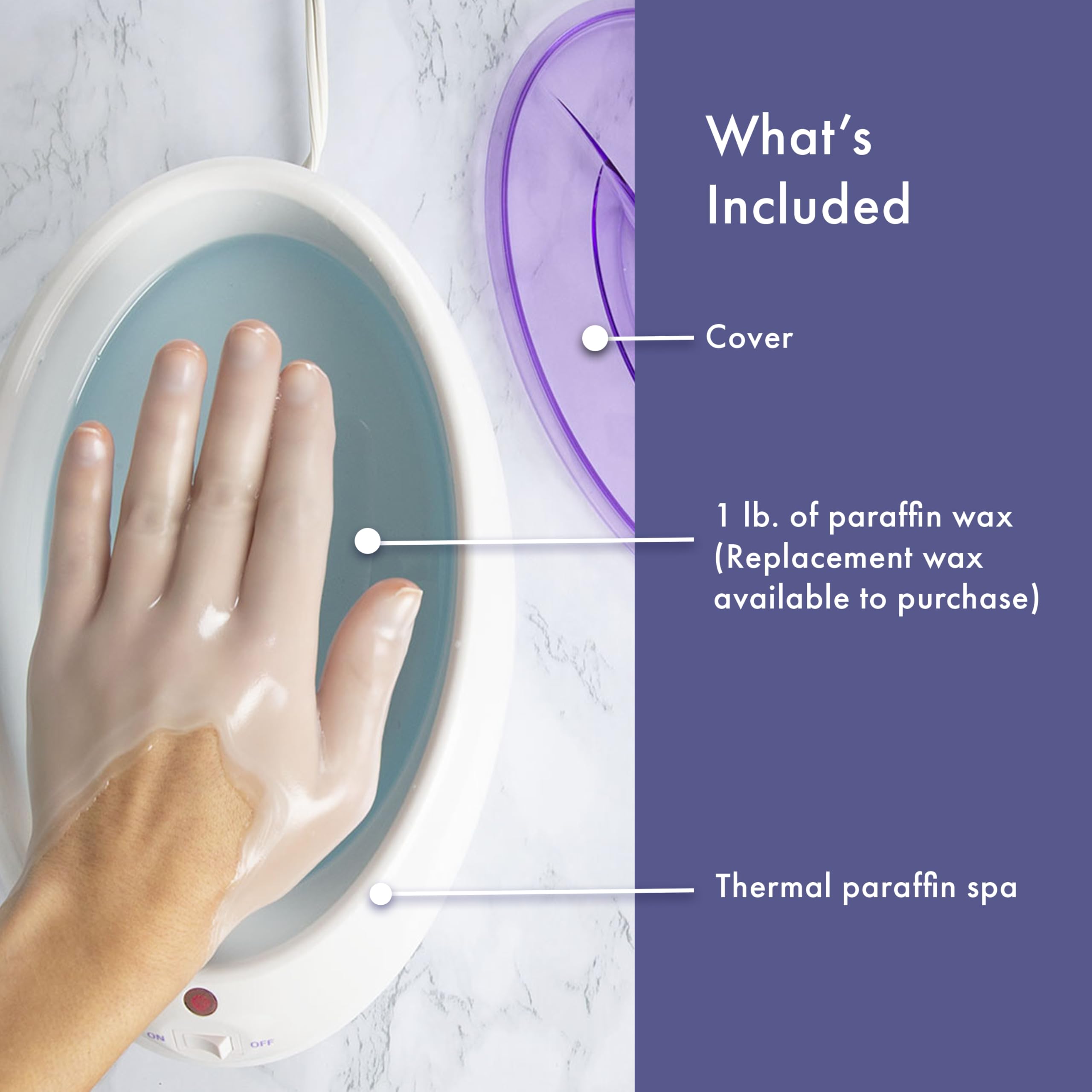 Device heats wax to a comfortable temperature for safe dipping.