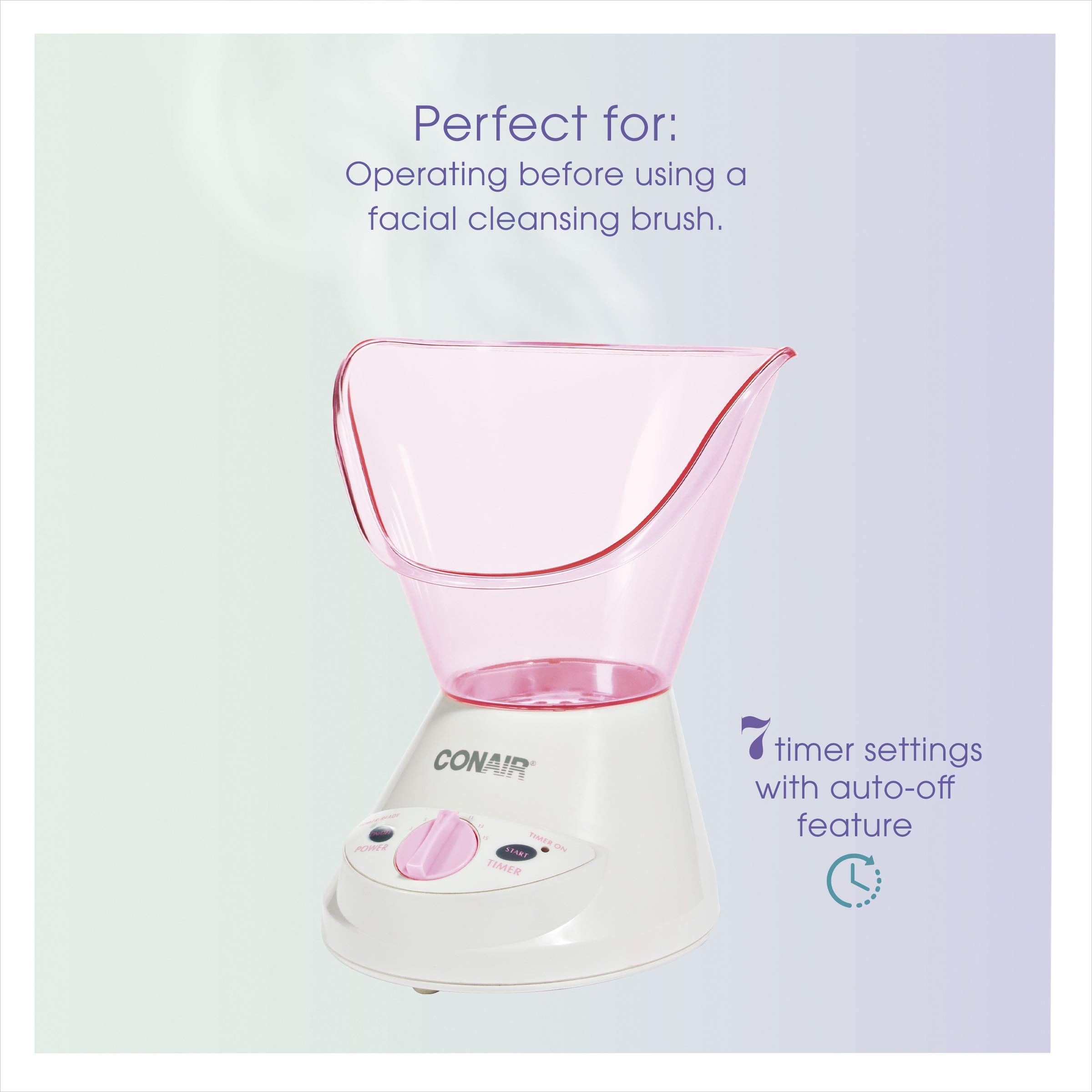 Conair True Glow rotating brush demonstrates skin exfoliation and rejuvenation.