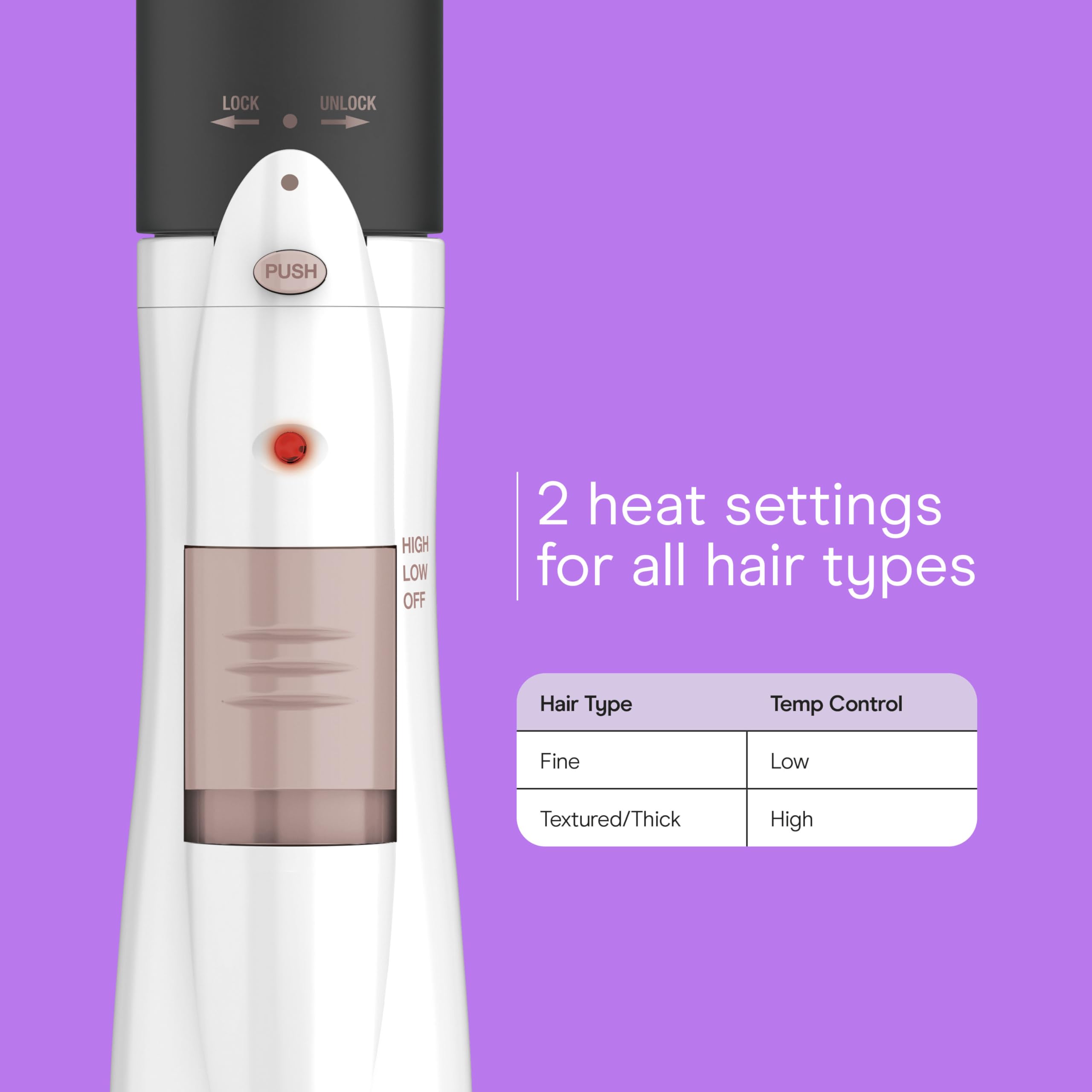 Conair two heat settings tailor styling for thick or fine hair