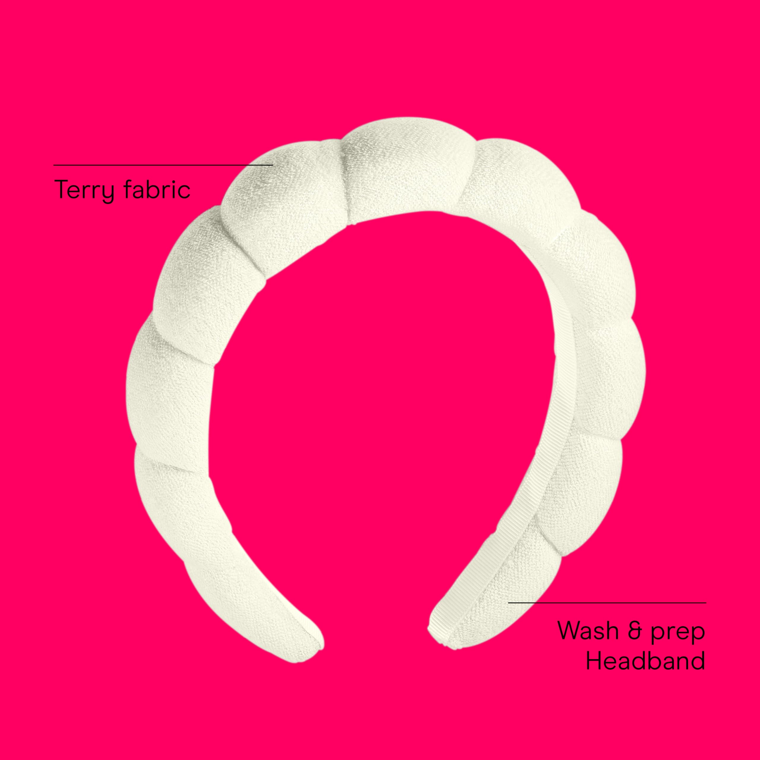 Conair ultra-absorbent microfiber headband in ivory absorbs moisture during cleansing