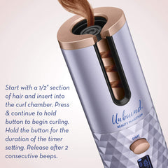 Unbound cordless auto curler at 400°F heat for defined curls
