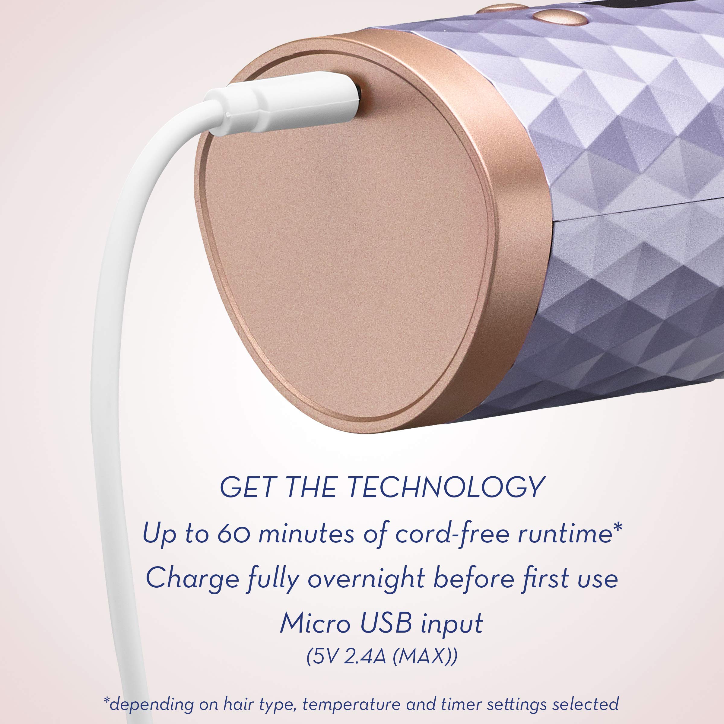 USB charger included with the Conair Unbound cordless auto curler