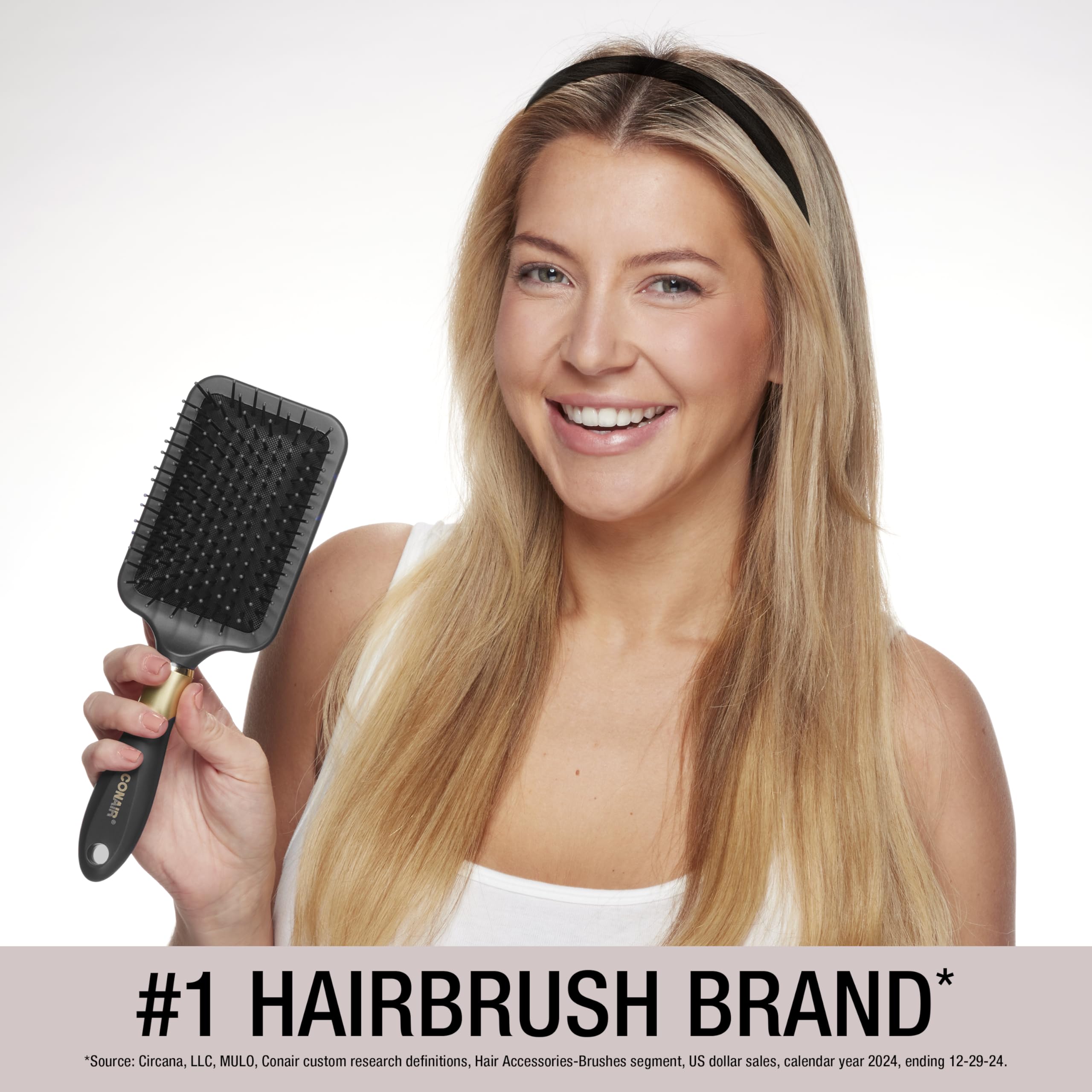 Conair Velvet Touch ergonomic grip brush designed for comfortable daily brushing